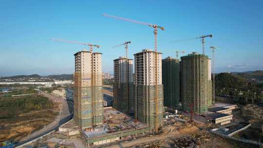 建筑工地塔吊建筑工人城市建设