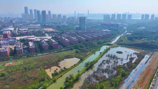 江西南昌航空大学前湖校区校园航拍风景风光