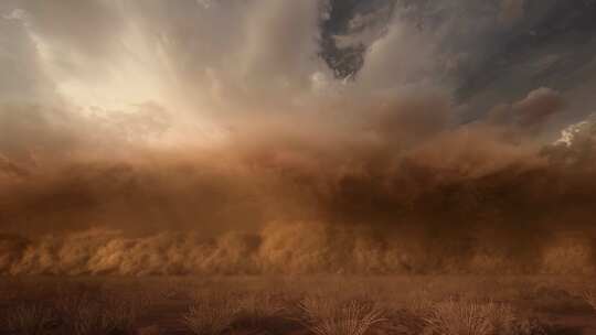 沙尘暴袭来冲屏沙漠极端天气震撼恐怖