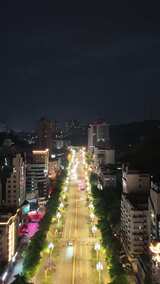 竖版航拍四川自贡夜景自贡城市风光高清在线视频素材下载