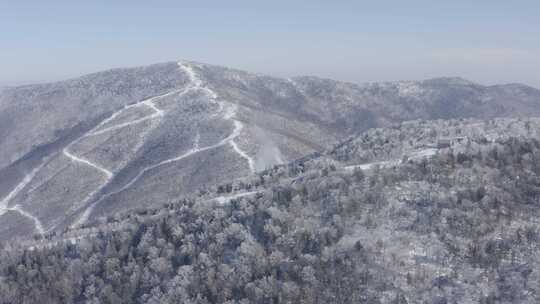 航拍吉林省吉林市北大湖滑雪场冬季风光