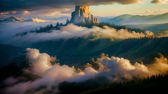 山林森林山川山脉云雾风景