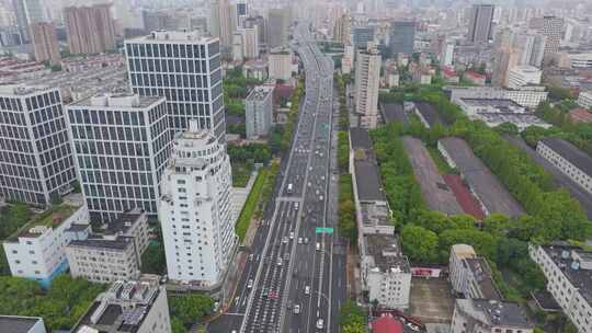 上海市杨浦区邯郸路航拍大柏树立交桥城市风