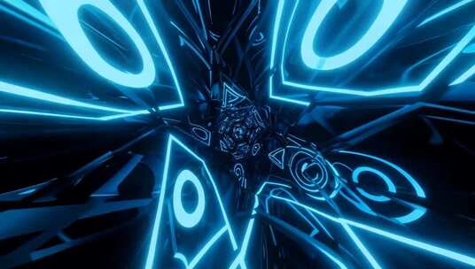 蓝色动感灯光隧道背景素材