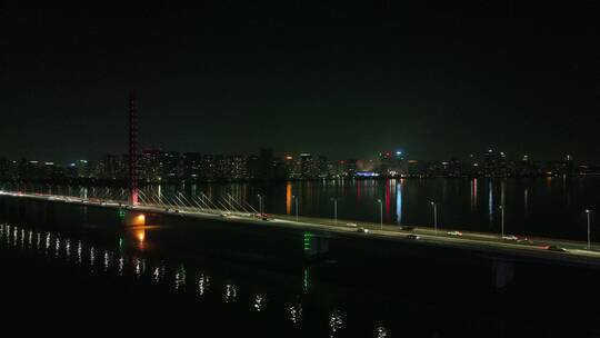 航拍杭州钱江新城夜晚景色