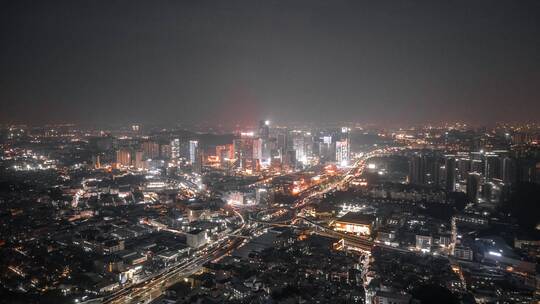 4K广州番禺万博CBD道路黑金夜景延时视频素材模板下载