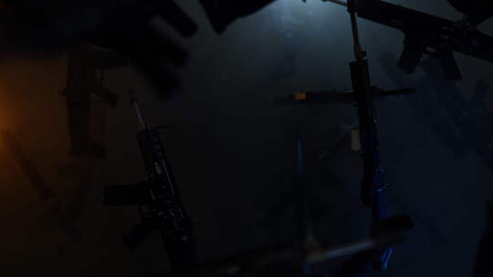 战斗突击步枪在黑暗中014K视频素材模板下载