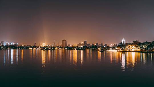 济南大明湖景区夜景延时