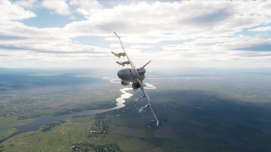 战斗机空中飞行模拟实拍视频素材模板下载