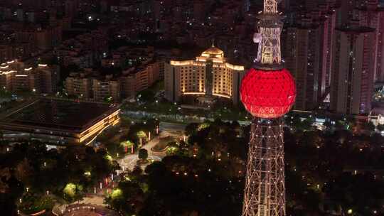 佛山电视塔和禅城区政府夜景航拍