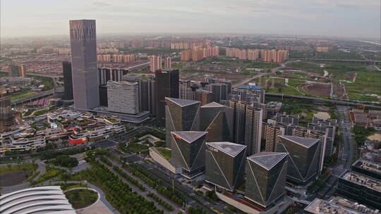 4K航拍上海前滩建筑群