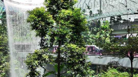 新加坡樟宜机场瀑布与网红小火车