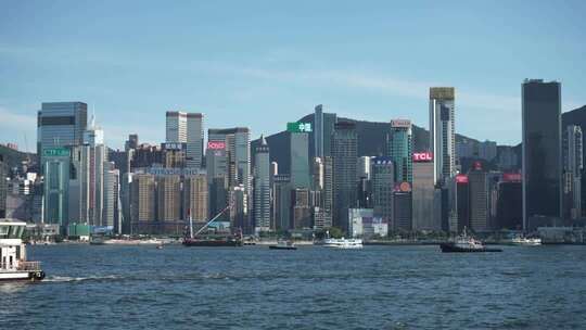 香港维多利亚港风光延时 维港游船 城市景观