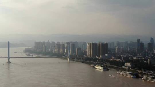 湖北宜昌城市江景桥梁航拍709视频素材模板下载