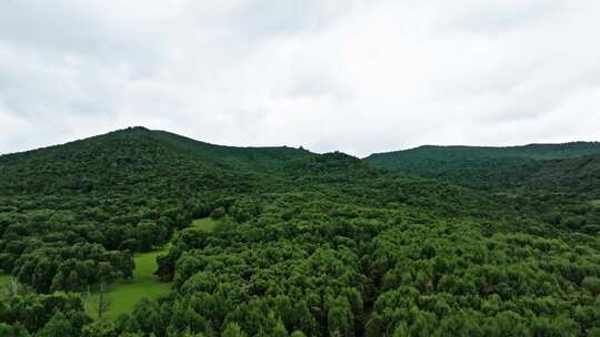 内蒙古草原索伦晨雾山峰航拍