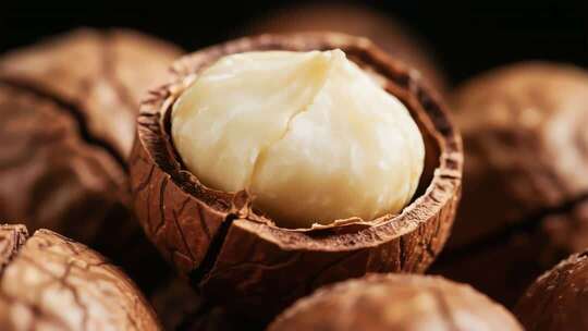 剥开的夏威夷果特写