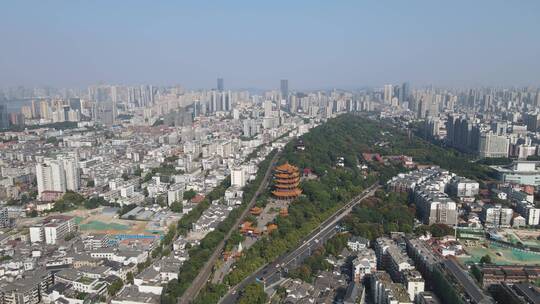 航拍湖北武汉黄鹤楼景区