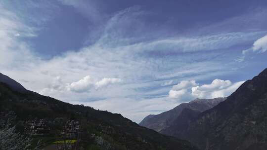 蓝天白云山峰风景延时