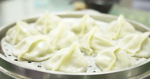 传统美食小吃饺子特写-手工水饺