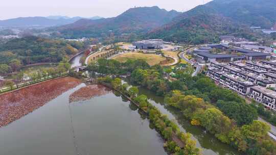 浙江绍兴会稽山景区大禹陵景区航拍越城区风