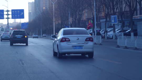 行车 日落 黄昏 城市 晋中市 建筑 风景