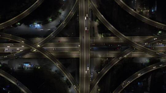 航拍南京双桥门立交桥夜景视频素材模板下载