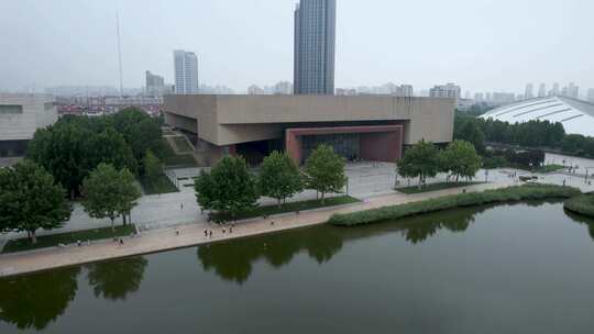 航拍天津市文化中心建筑