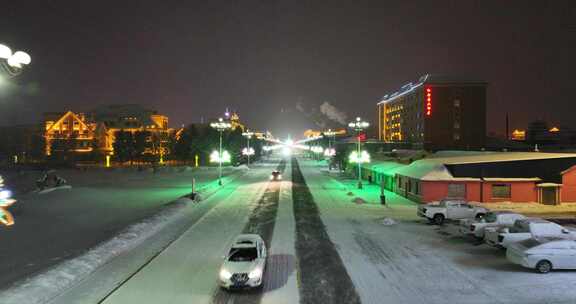 漠河城市夜景航拍