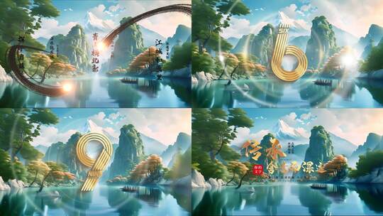 4K国潮山水倒计时开场05高清AE视频素材下载