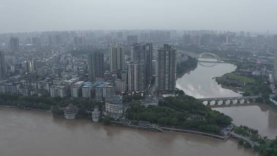 航拍衡阳市中心城区湘江两岸