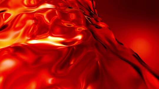 潮流动感红色液态流体金属质感抽象循环背景