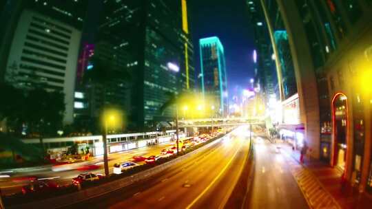 繁华的香港街道夜景