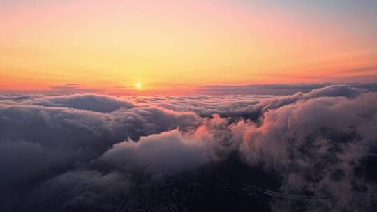 4K航拍深圳梧桐山夕阳云海宣传片