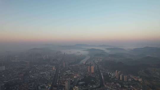 清晨云海日出航拍