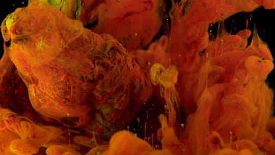 唯美橘红色水墨溶解流体飞溅颜料晕染动画42视频素材模板下载