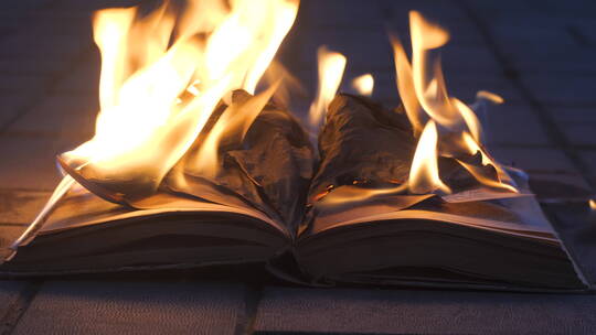 一本着火的书视频素材模板下载