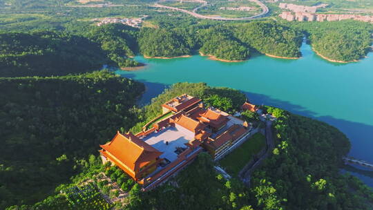 粤港澳大湾区珠海金台寺山水中航拍