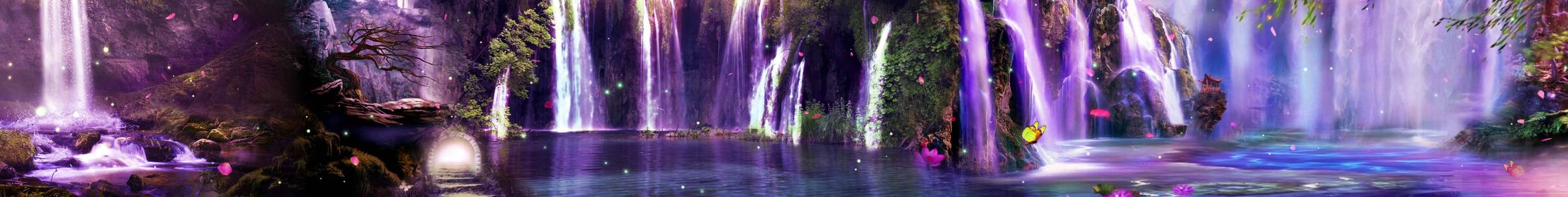 紫色唯美瀑布