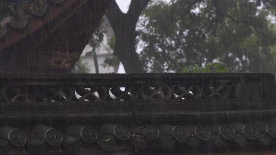 杭州大运河萧山博物馆雨天视频