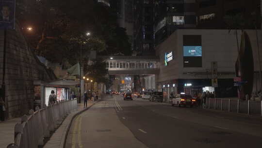 香港中环马路街景夜景