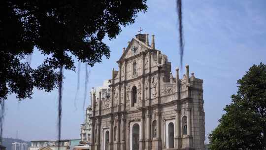 澳门大三巴牌坊建筑特写近景