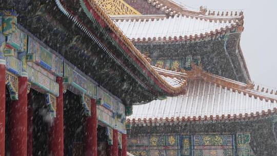 大雪中的北京故宫视频素材模板下载