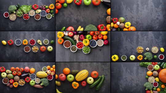 健康饮食成分新鲜蔬菜水果和超级食品营养饮