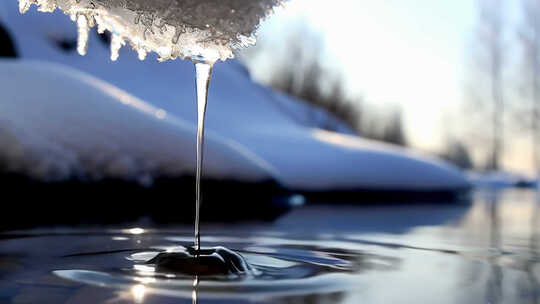 春天冰雪消融河流解冻