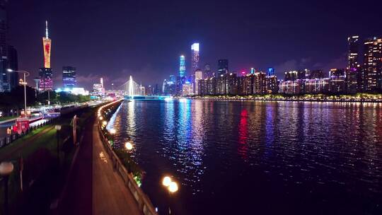 广州珠江新城夜景航拍合集视频素材模板下载
