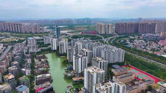 湖南长沙岳麓区高楼大厦摩天大楼岳麓山风景视频素材模板下载