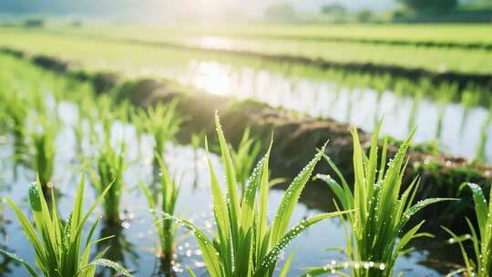 晨曦中的水稻农田