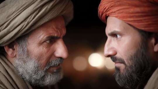 两名学者目光交汇探讨深刻哲学问题