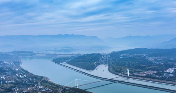 宜昌市三峡大坝在薄雾中的延时