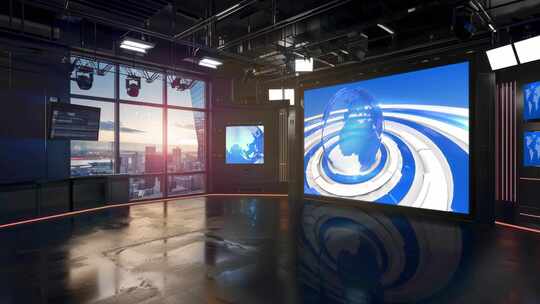 3D虚拟新闻工作室Ac背景循环17视频素材模板下载